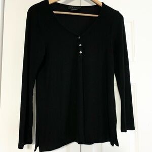 HATCH Ribbed Henley Nursing Shirt Top Black 1 - Small Maternity